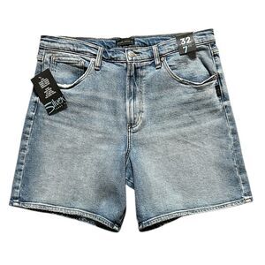 NEW Silver Vintage Long High Rise Jean Shorts